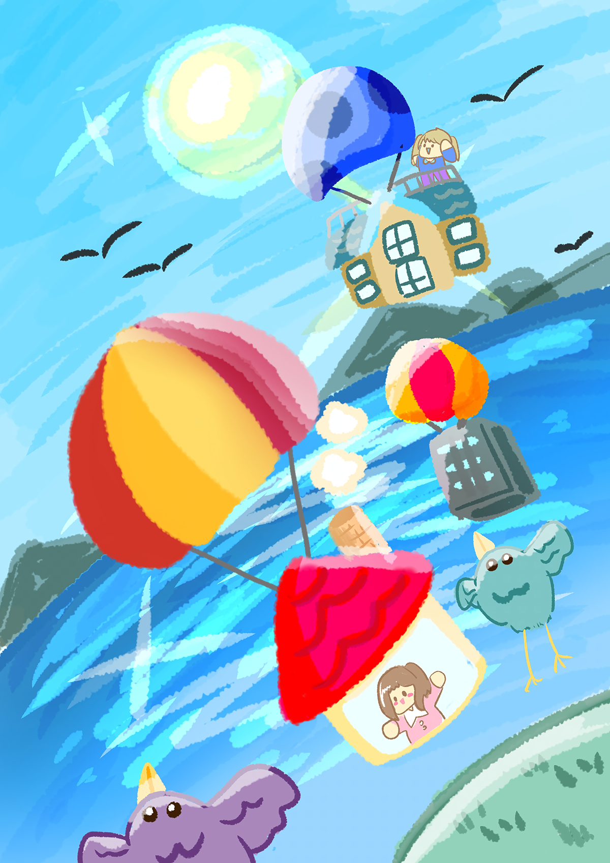 空飛ぶ気球の家