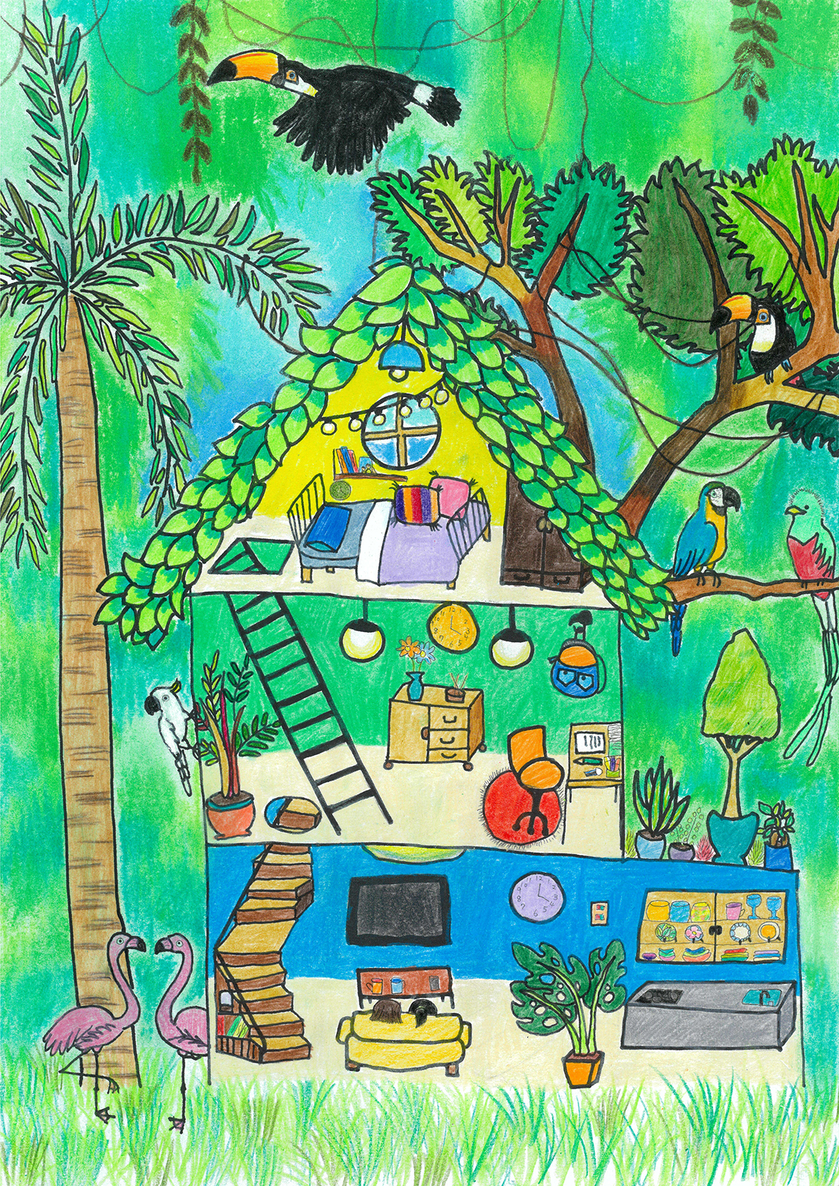 大好きな島にかこまれたジャングルの家